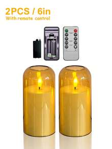 3件組閃爍無焰蠟燭，電池供電蠟燭附定時器與遙控器，適用於桌面中心裝飾、聖誕節、萬聖節、情人節、母親節、餐桌、房間裝飾、婚禮、派對，絕佳禮物選擇，節日氛圍裝飾燈 - 金色-暖光 - 查看 14