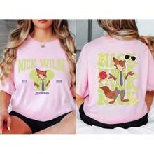 Disney World Zootopia Nick Wilde Shirt Four Seasons New Style Unisex Casual Pure Cotton T-Shirt - 2-JCS-2 - 查看 4