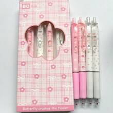 4/1. Pink Bow Flower Ballpoint Pen Set. Bow Design, 0.5mm Fine Tip, Quick-Drying Black Ink, Smooth Writing, Soft And Beautiful Style. Suitable For Notes, Diaries, Daily Writing And Back To School. Soft Pen Body. - Pink Bow - View 7