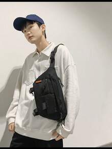 Fashionable, Minimalist, Solid-Color Nylon Casual Large-Capacity Waist Bag, Unisex, For Commuting, Dating, And Travel Fanny Pack - Black - View 1