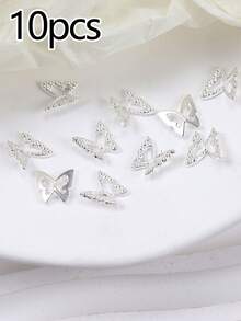 10pcs/50pcs/100pcs Nail Art Nail Charm Nail Accessories Y2K Style Three Dimensional Luxury Hollow Butterfly Mixed Material Pack DIY Handmade Decorations, Bags, Phone Cases, Cups, Clothes, Shoes - Multicolor - View 10