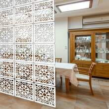 Hanging Room Divider, 10 Pieces Wood-Plastic Hanging Panels 0.2"Thick Screen Panel For Living Room Bedroom Home Decoration HTT-10S, 11.4"X11.4 - White06htt - View 1