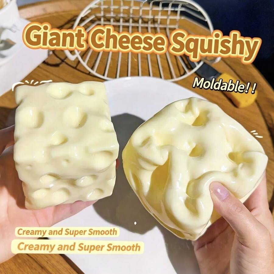 1pc 7cm Light Yellow Cheese Coconut Oil Cream Cheese Soft Squeeze Toy - Soft Dough Texture With Cream Filling, Silent Squeeze Stress Relief Toy, Suitable For Office Desk Focus And Relaxation