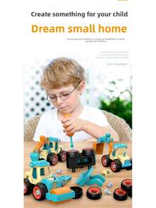 Juego de juguetes de vehículos de ingeniería DIY para niños, desmontable y ensamblable, juguete educativo de ensamblaje con tornillos para desarrollar la habilidad manual y el pensamiento lógico, modelo deslizante desmontable interactivo para padres e hijos, regalo creativo de cumpleaños y fiesta para niños de 3 a 12 años - Multicolor - Ver 10
