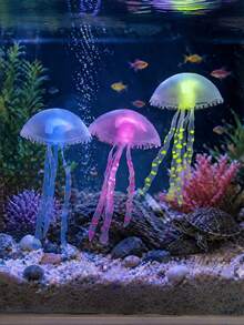 Glow-In-The-Dark Realistic Jellyfish With Colorful Tentacles Floating Fish Tank Decoration, Suitable For Freshwater And Saltwater Aquarium Fish Decor - A - View 3