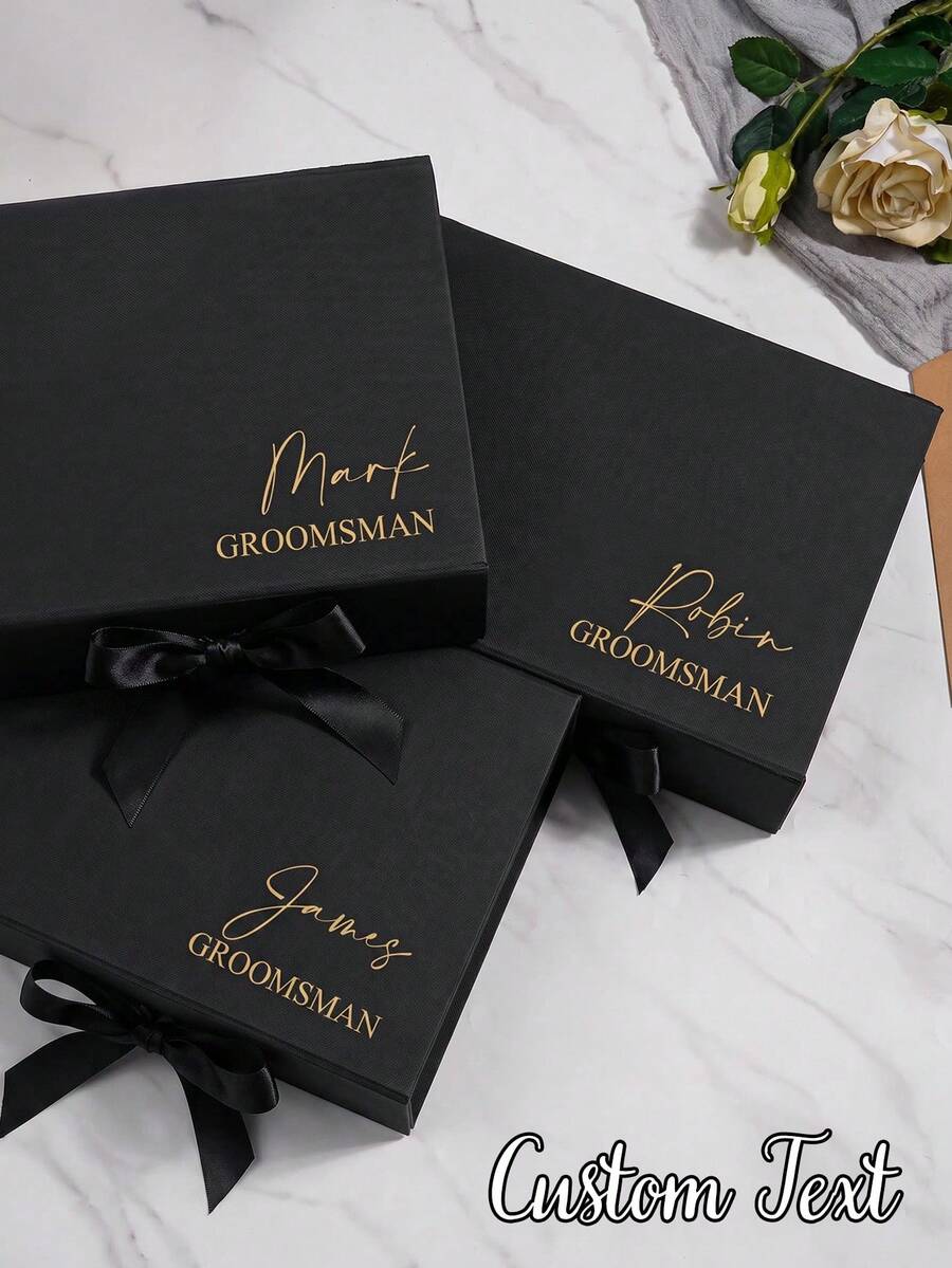 1 pieza - Caja de regalo con cinta personalizada con nombre, caja de regalo plegable, caja de regalo magnética, caja de regalo de boda, caja de regalo nupcial con nombre personalizado, tapa de caja de regalo personalizada y cinta de regalo, regalos de boda personalizados y regalos nupciales con diseño personalizado, diseña tu propio B - Multicolor - Ver 1