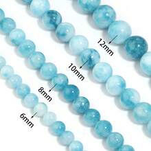 1strand Blue Larimar Natural Round Loose Spacer Stone Beads For Lovers For Jewelry Making Diy Necklace Bracelet Accessories 6 8 10mm - Lake Blue - View 8