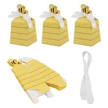 20/50PCS Gift Packaging Boxes With Cute Honeycomb Pattern Design And Bow Decoration, Exquisite Small Item Storage Boxes For Theme Parties, Event Favors, Daily Small Item Storage, Adding A Warm And Cute Atmosphere To The Occasion - View 4