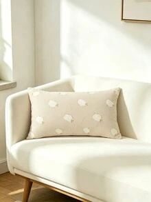 1 pieza/2 piezas Funda de cojín decorativo con borlas de oveja linda, mezcla de lino verde oscuro con bordado de animales, estilo granja para sofá, dormitorio y decoración del hogar, sin relleno de cojín - Verde - Ver 8