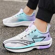 STARNOVO Zapatillas de running unisex con tecnología de placa de carbono para maratón, zapatillas deportivas de maratón con absorción de impactos, zapatillas de running casuales de fibra de carbono para adolescentes, zapatillas deportivas casuales de moda, transpirables, antideslizantes y duraderas con suela blanda y diseño de color degradado clásico (EUR36-45) - Ver 8