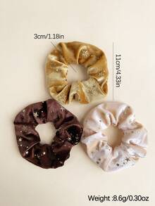 6pcs/Set Velvet Gold Star Hair Ties Hair Scrunchies Hair Accessories - Gold - View 3