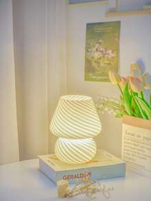 Amber Glass Mushroom USB Desk Lamp, Warm Glare-Free LED Bedside Atmosphere Light, Portable Bedroom Desk Home Decor Lamp - one-size - View 6