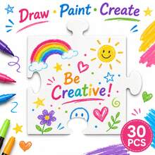 15pcs/30pcs Large White Blank Puzzle, Suitable For Doodle Coloring, Suitable For Various Activities, Children's Parties And DIY Art Creation - White - View 3