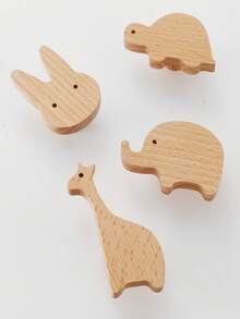 1Set Cute Wooden Animal Furniture Knobs, Natural Wood Cabinet Drawer Pull Handles With Mounting Screws, Woodland & Crawl Animal Design, Decorative Hardware For Kids Room, Nursery, Bedroom, Kitchen, Wardrobe And Cupboard - 1 Set - View 4