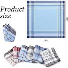 6pcs Men's Handkerchiefs, Pure Cotton Material, Elegant Pattern, Various Colors, Strong Water Absorption, Breathable, Size 15.7x15.7 Inches - Multicolor - View 3