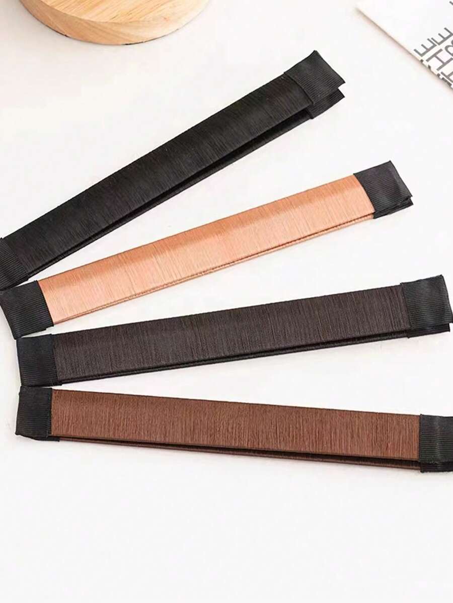 4pcs Black Hair Tie Vibration Ring Hair Stylers For Girls - Curling Iron Style Hair Clips For Voluminous Flower-Like Hair, Magic Hair Accessories, Slouchy Person Curling Hair Clips