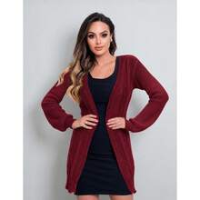 Basic Women's Cardigan Jacket, Elegant, Evangelical Fashion - 黑色的 - 查看 11