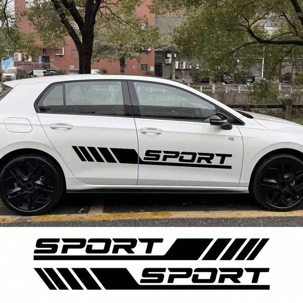 通用運動字母車門側貼紙 賽車條紋圖形乙烯基貼花 汽車裝飾改裝配件