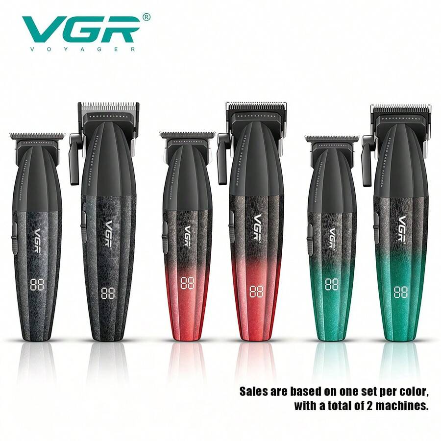 مجموعة VGR Trimmer عالية القوة، مجموعة ماكينات حلاقة كهربائية، ماكينة حلاقة شعر احترافية، سرعات قابلة للتعديل، مجموعة ماكينات حلاقة وتشذيب، شاشة رقمية، ماكينة حلاقة للرجال V-640 - متعدد الألوان - مشاهدة 1