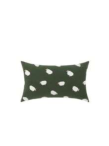 1 pieza/2 piezas Funda de cojín decorativo con borlas de oveja linda, mezcla de lino verde oscuro con bordado de animales, estilo granja para sofá, dormitorio y decoración del hogar, sin relleno de cojín - Verde - Ver 15