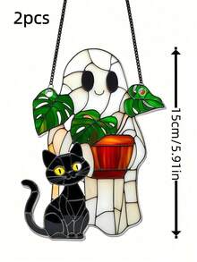 1/2pcs Ghost Sun Catcher - Colorful Acrylic Window Decor, Cute Ghost & Plant Decoration, Gothic Sun Catcher, Ghost Home Decor, Halloween Window Decor, Haunted House Aesthetic, Suitable For Home, Bedroom, Living Room, Wall Decoration (Remove Protective Film Before Use, Made Of Acrylic, Not Glass) Room Decor Bedroom Decor Halloween Decor Autumn Decor - View 12