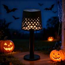 1/2pcs Solar Powered Plastic Hollow Table Lamp, Vintage Outdoor Atmosphere Light, Garden Patio Balcony Camping Decor Light, Automatic Switch - Table Lamp - View 8