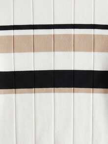 Men's Knitted Apricot & Black Striped Sweater - White - View 6