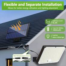 3-Mode 400 LED Solar Powered Wall Light, Outdoor Solar Flower Garden Wall Lamp With Motion Sensor, Suitable For Garden Decor, Street, Porch, Yard Lighting - 400LED - View 10