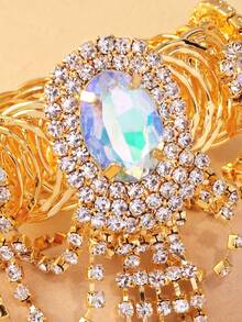 1 buah Gelang Manset Lengan Berongga yang Dapat Diatur untuk Wanita, Gelang Manset Lengan Berlapis Berlian Imitasi dengan Rumbai, Cocok untuk Wanita Kenakan di Acara Prom, Klub, dan Pesta Malam - rumbai - View 7