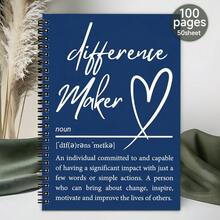 1pc Spiral Notebook Journal, Diary - Humorous Notebook, Great Present For Him/Her, Ideal Gift For Friends - Heart Design Journal For Making A Difference - J - View 6
