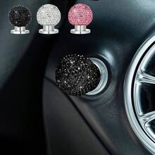 1件裝汽車配件 黑/白/粉 水鑽圓球啟動按鈕 個性化通用圓形汽車裝飾環 車用點火按鈕蓋 - A - 查看 10