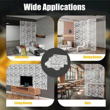 12Pcs Hanging Room Divider, White Foldable Square Partition Panels With Connecting Rings, Anti-Scratch Privacy Screen, For Living Room Bedroom Bar Hallway - White - View 6