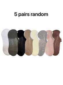 5 pares de calcetines invisibles para mujer, calcetines cortos transparentes, cómodos y transpirables, colores aleatorios - Multicolor - Ver 4