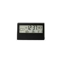 1pc Backlit Silent Smart Digital Clock, Minimalist Digit Temperature Humidity Desktop Alarm Clock With Calendar - Battery Not Included - Black - View 10
