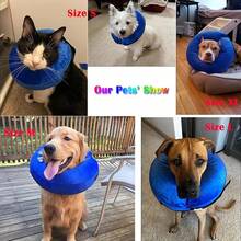 Collar de recuperación inflable para mascotas, cono protector suave, diseño desinflado, necesita inflarse antes de usar para la curación de heridas de perros y gatos (Azul sin tira reflectante/Rosa con tira reflectante) - Multicolor - Ver 9