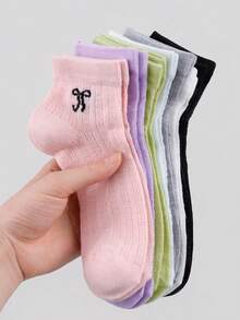7 Pairs Women's Butterfly Pattern Comfortable Breathable Short Socks - Multicolor - View 4