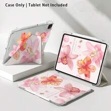 Lily And Other Pattern Painted Effect Acrylic Crystal Tablet Protective Case With Stand, Compatible With Samsung/Apple/Honor/ Popular Models, Foldable Anti-Bend, Silicone Reinforced Corners, Auto Wake/Sleep Function, Built-In Pen Slot, Multi-Angle Foldable Stand - Style 22 - View 8