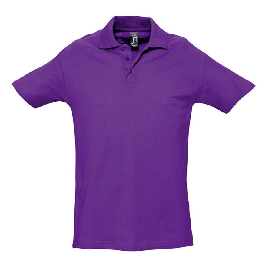 SOLS Mens Spring II Short Sleeve Heavyweight Cotton Polo Shirt - Dark Purple - View 1