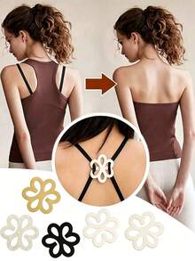 Flower-Shaped Bra Strap Clip Invisible Anti-Slip Bra Strap Buckle Women's Lingerie Accessory Beach Travel Sports Outdoor Home Essential - One Size Fits All - View 3