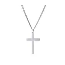 1 pieza/Collar con colgante de cruz de acero inoxidable de moda para hombres - Regalo perfecto para uso diario para novio - Multicolor - Ver 5