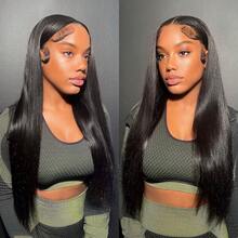 180 Density Water Ripple 13x4 High Definition Front-Mounted Seamless Human Hair Wig For Women With Deep Parting Curls And Water Ripple Front Hairline - Natural Black - View 7