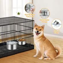 Cuencos de Alimentos y dispensadores de Agua de Acero Inoxidable shineme para Perros Grandes y medianos (.0x3.'' + 6.2x2.5'') - S (4,7 x 2,1" y 3,9 x 1,9") - Ver 5