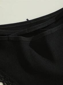 5件組女款蕾絲拼接舒適透氣蝴蝶結裝飾內褲套裝，柔軟彈性日常休閒內衣 - 彩色 - 查看 6