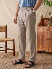 glestore Men's Retro Casual Style Linen Straight-Leg Pants: Comfortable And Casual, Versatile For Any Occasion, And Perfect For All Seasons - Khaki - View 3