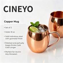 CINEYO 1/2/4件組 高端純銅純色莫斯科騾子馬克杯，附銅色手把，適用調酒、冷熱飲，傳統經典款，居家禮品，父親節、杯子、派對用品、馬克杯、調酒杯，適合廚房與情人節 - 彩色 - 查看 7