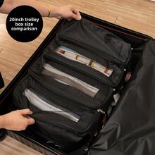 1pc 4-Compartment Storage Bag, Large Capacity Foldable Storage Bag, Suitable For Clothing, Cosmetics And Personal Items, Portable Closet And RV Storage, Suitable For Home, Camping, Business Trip, Hotel Travel, Dorm Storage, Summer Travel, RV Essential - Multicolor - View 2