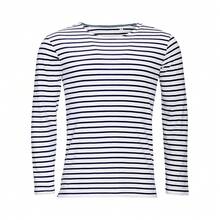 SOLS Mens Marine Long Sleeve Stripe T-Shirt - White/Navy - View 1