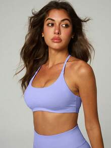 UONNOU 1pc Women's Sports Shaping Bra, Purple Sexy Camisole Tank Top, Sexy Off-Shoulder Backless Shaping, Yoga Fitness Casual Sports Fashion Outfit, Summer Autumn - Lilac Purple - View 6