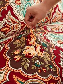 1pc Sofa Bed Cover Printed High Elasticity Easy Installation Multiple Sizes Plant Leaf Pattern Printed All Seasons Home Essential - Multicolor - View 5