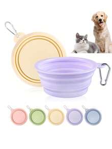 2pcs 350ml Collapsible Pet Bowls, Suitable For Travel, Camping, Pet Walking, Foldable Design, Universal For Cats And Dogs, With Clip, Can Also Be Used As Water Cup Or Camping Bowl, Suitable For Dog Walking And Various Outdoor Activities, All Season - Multicolor - View 1